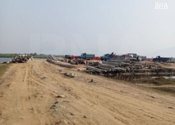 (ဓာတ်ပုံ - မောင်တောမြို့နယ်ရှိ ကညင်ချောင်းစီးပွားရေးဇုန်ဆိပ်ကမ်းကို မတ် လ ၂၆ ရက်နေ့တွေ့ရပုံ / BNA)