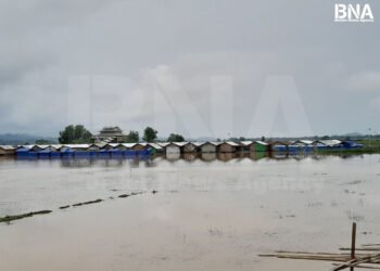 (ဓာတ်ပုံ - ကျောက်တော်မြို့နယ်ရှိညောင်ချောင်းစစ်ဘေးရှောင်စခန်းကို ဇူလို င်လဒုတိယအပတ်ကတွေ့ရပုံ / BNA)