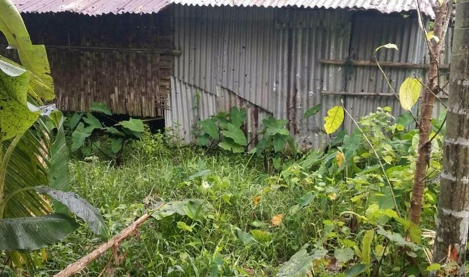 (ဓာတ်ပုံ-ပုဏ္ဏားကျွန်းမြို့နယ်၊တန်ဘက်လှန်းရွာကို အောက်တိုဘာလ ၂ ရက်နေ့မနက်ကလေကြောင်းတိုက်ခိုက်ပြီးနောက်တွေ့ရပုံ/BNA)