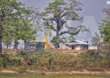 (ဓာတ်ပုံ - ရသေ့တောင်မြို့နယ်၊အငူမော်ကို အာဏာသိမ်းပြီးနောက်တွေ့ရပုံ/BNA)